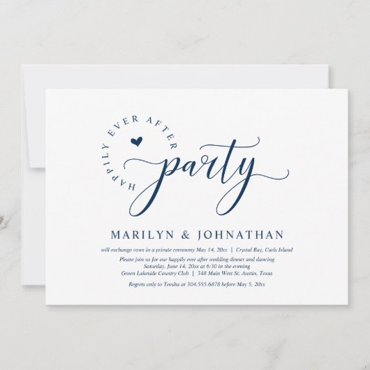 Invitation Joyeux Après La Fête, Dîner Mariage Elopement (Devant)