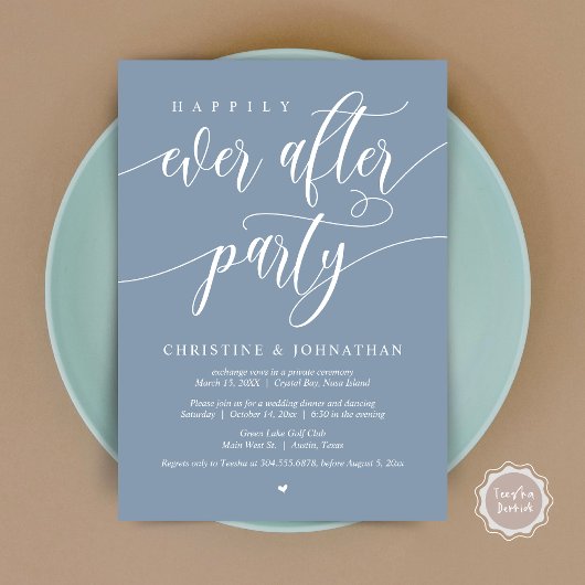 Invitation Joyeux Après La Fête, Dîner Mariage Elopement