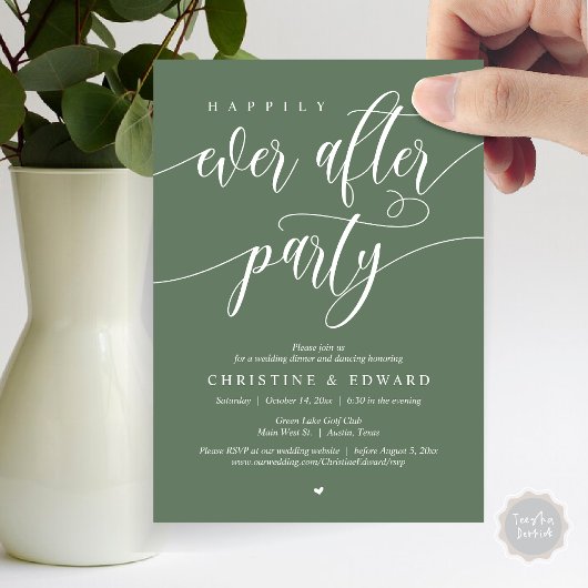 Invitation Joyeux Après La Fête, Dîner Mariage Elopement