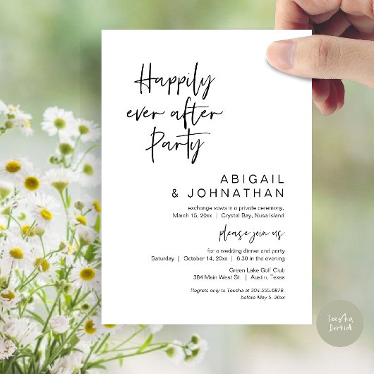 Invitation Joyeux Après La Fête, Dîner Mariage Elopement