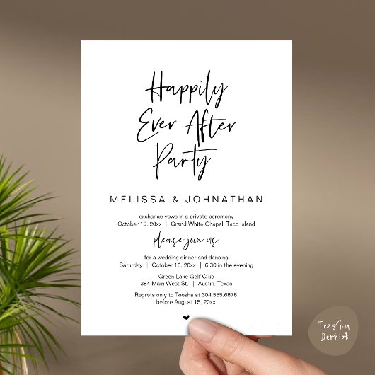 Invitation Joyeux Après La Fête, Dîner Mariage Elopement