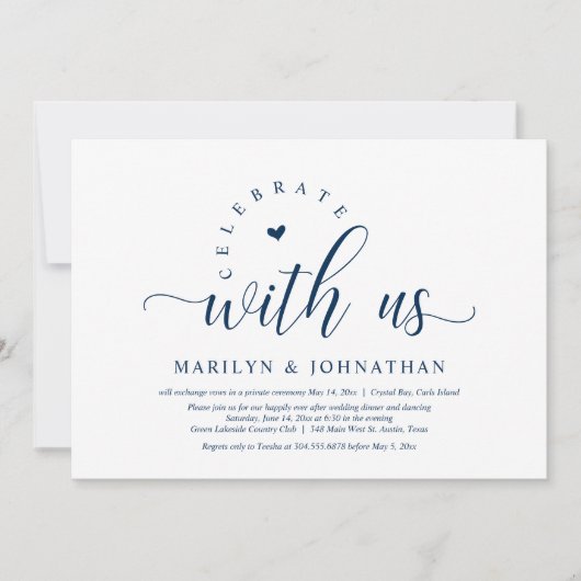 Invitation Joyeux Après La Fête, Dîner Mariage Elopement (Devant)