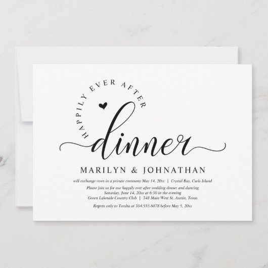Invitation Joyeux Après La Fête, Dîner Mariage Elopement (Devant)