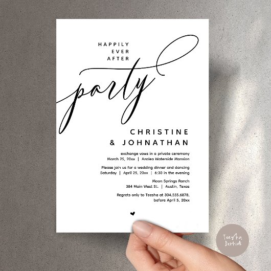 Invitation Joyeux Après La Fête, Dîner Mariage Moderne