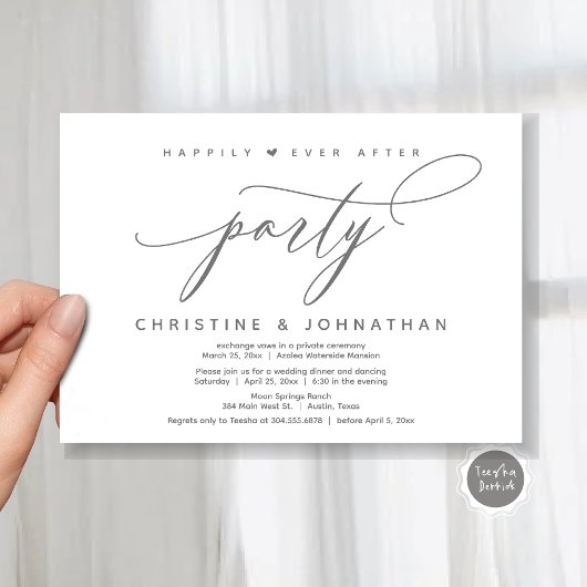 Invitation Joyeux Après La Fête, Dîner Mariage Moderne