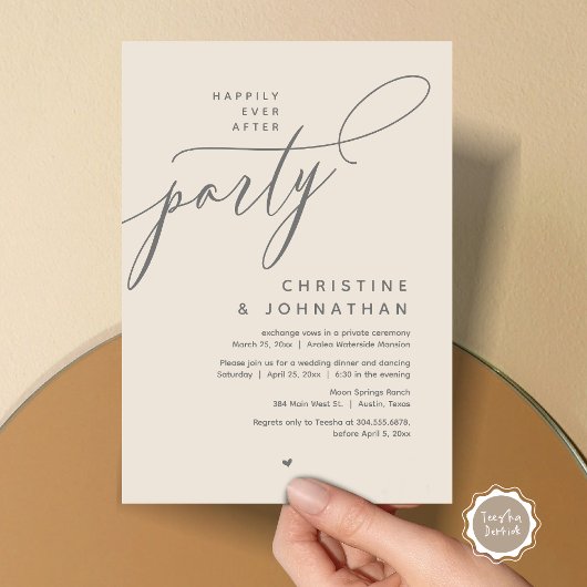 Invitation Joyeux Après La Fête, Dîner Mariage Moderne