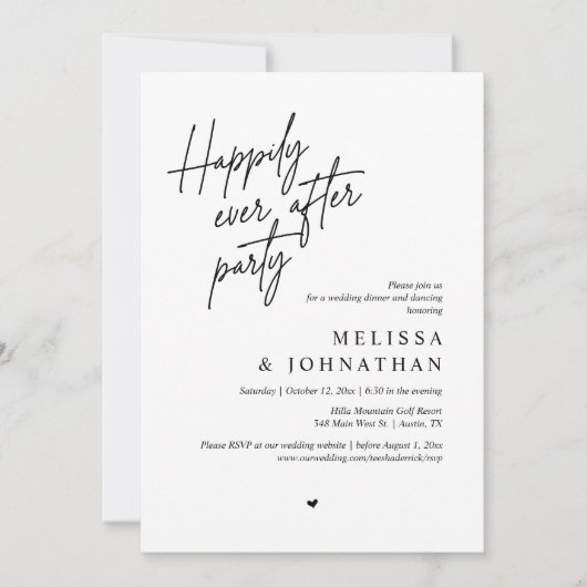 Invitation Joyeux Après La Fête, Dîner Mariage Moderne (Devant)