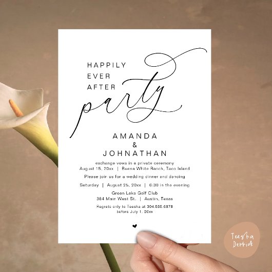 Invitation Joyeux Après La Fête, Dîner Mariage Romantique