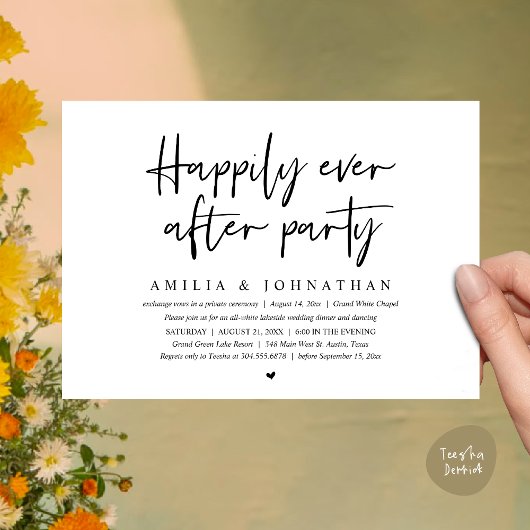 Invitation Joyeux Après La Fête, Dîner Mariage Romantique