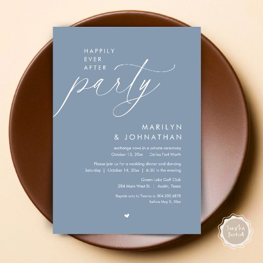 Invitation Joyeux Après La Fête, Dîner Mariage Romantique