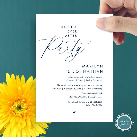 Invitation Joyeux Après La Fête, Dîner Mariage Romantique