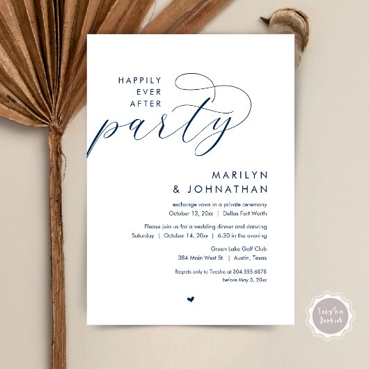 Invitation Joyeux Après La Fête, Dîner Mariage Romantique