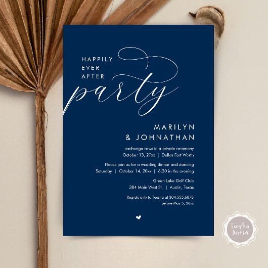 Invitation Joyeux Après La Fête, Dîner Mariage Romantique