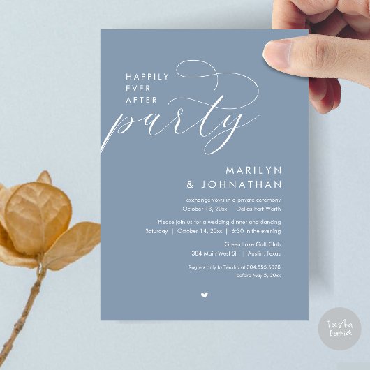 Invitation Joyeux Après La Fête, Dîner Mariage Romantique
