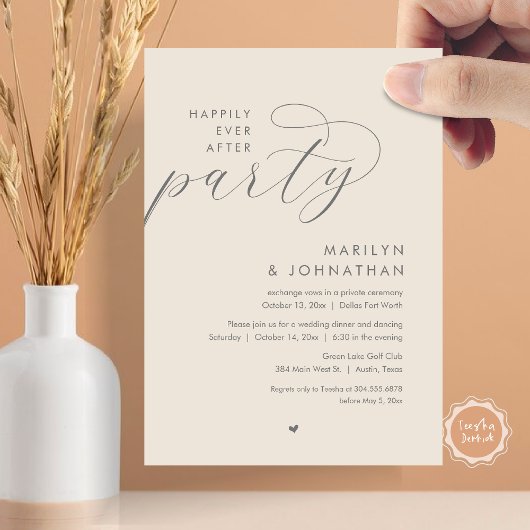 Invitation Joyeux Après La Fête, Dîner Mariage Romantique
