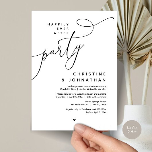 Invitation Joyeux Après La Fête, Dîner Mariage Romantique