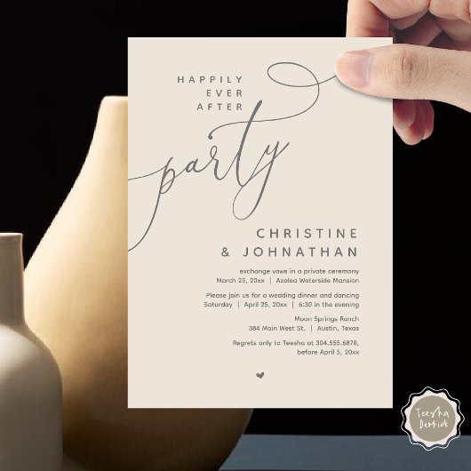 Invitation Joyeux Après La Fête, Dîner Mariage Romantique