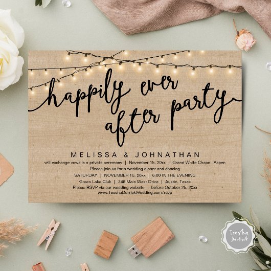 Invitation Joyeux Après La Fête, Dîner Rustique Mariage