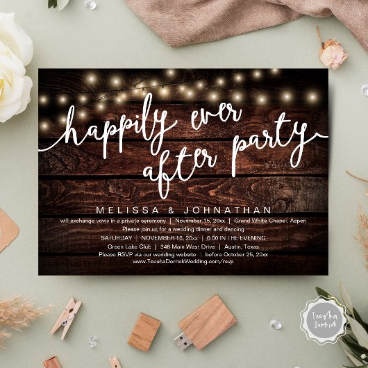 Invitation Joyeux Après La Fête, Dîner Rustique Mariage