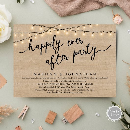 Invitation Joyeux Après La Fête, Dîner Rustique Mariage