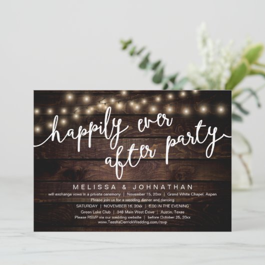 Invitation Joyeux Après La Fête, Dîner Rustique Mariage (Debout devant)