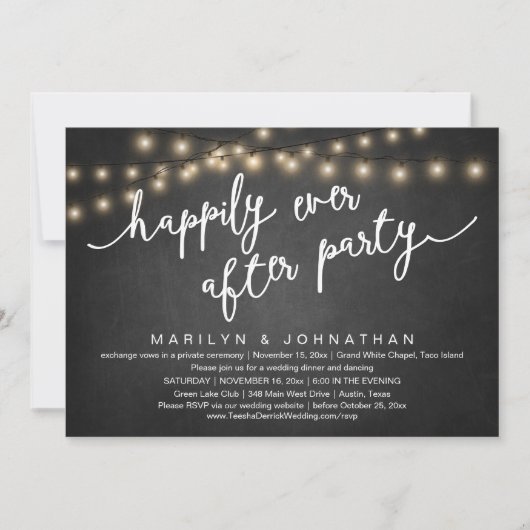 Invitation Joyeux Après La Fête, Dîner Rustique Mariage (Devant)