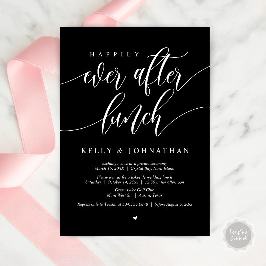 Invitation Joyeux après le déjeuner Mariage, en Noir Classiqu