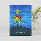 Invitation Joyeux arbre de Noël Abstrait Paint Splash (Debout devant)