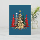 Invitation Joyeux arbres de Noël avec Buffalo Plaid & Leopard (Debout devant)