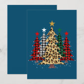 Invitation Joyeux arbres de Noël avec Buffalo Plaid & Leopard (Devant / Derrière)