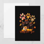 Invitation Joyeux automne Y'all Thanksgiving Trois Dachshund  (Devant / Derrière)