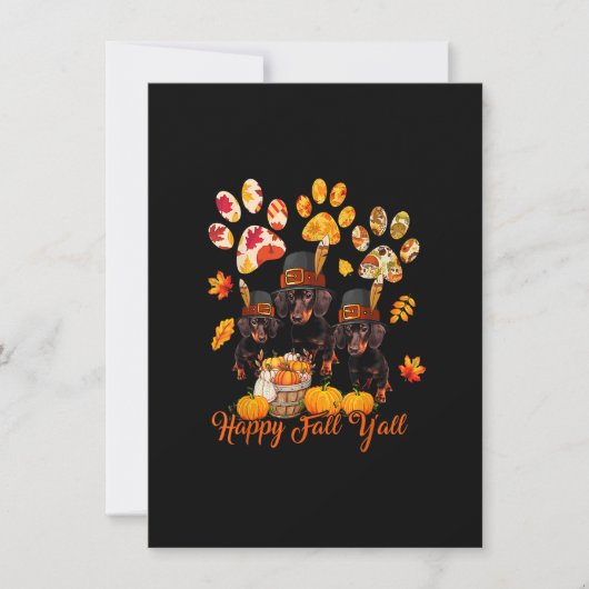 Invitation Joyeux automne Y'all Thanksgiving Trois Dachshund  (Devant)