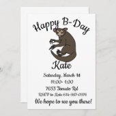 Invitation Joyeux B-day Aye aye Lemur (Devant / Derrière)