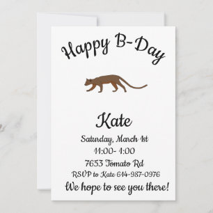 Invitation Joyeux B-day Fossa Madagascar animal