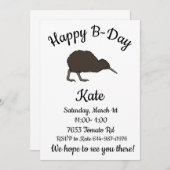 Invitation Joyeux B-day Kiwi oiseau tropical (Devant / Derrière)