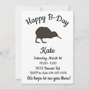 Invitation Joyeux B-day Kiwi oiseau tropical