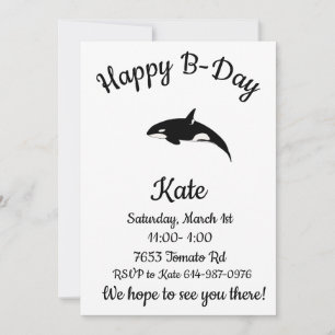Invitation Joyeux B-day Orca Whale