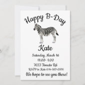 Invitation Joyeux B-day Zebra (Devant)