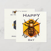 Invitation Joyeux B jour Miel abeilles orange jaune amusant a (Devant / Derrière)