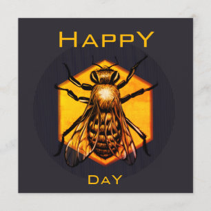 Invitation Joyeux B jour Miel abeilles orange jaune amusant a