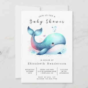 Invitation Joyeux Baby shower de baleines à imprimer