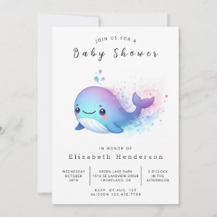 Invitation Joyeux Baby shower de baleines à imprimer