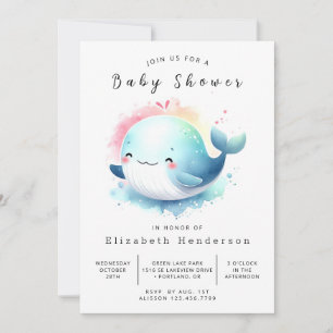 Invitation Joyeux Baby shower de baleines sur mesure