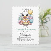 Invitation Joyeux Baby shower de canard (Debout devant)
