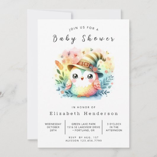 Invitation Joyeux Baby shower de chouette imprimable (Devant)