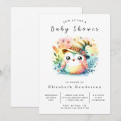 Invitation Joyeux Baby shower de chouette imprimable (Devant / Derrière)
