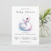 Invitation Joyeux Baby shower de cygne imprimable (Debout devant)