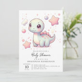 Invitation Joyeux Baby shower de dinosaures mignonnes (Debout devant)