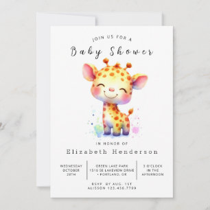 Invitation Joyeux Baby shower de girafe à imprimer