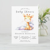 Invitation Joyeux Baby shower de Giraffe Editable (Debout devant)